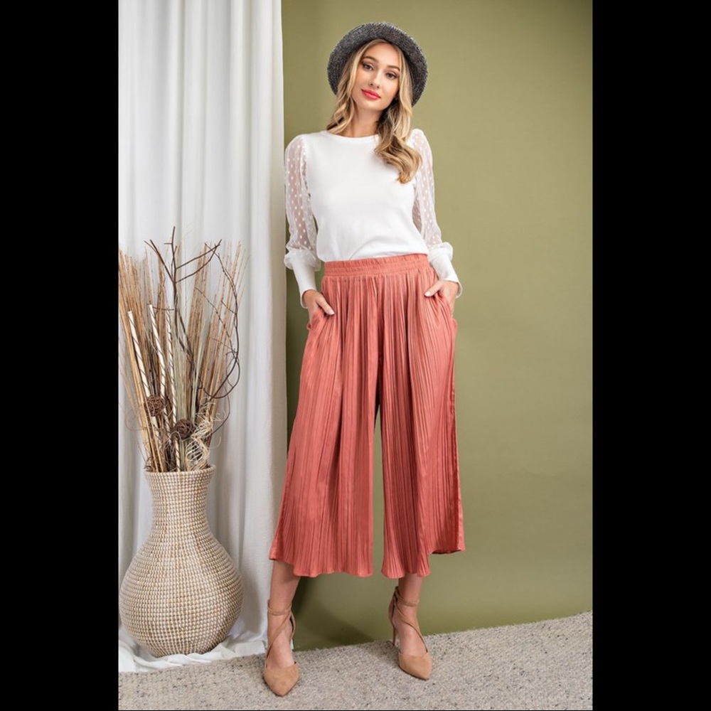 NEW! Ee:some Wide leg cropped dress pants in Terra Cotta